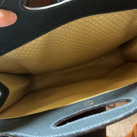 VINTAGE BLUE MONOGRAM CANVAS SHOPPING BAG TOTE HANDBAG - Picture 9 of 14